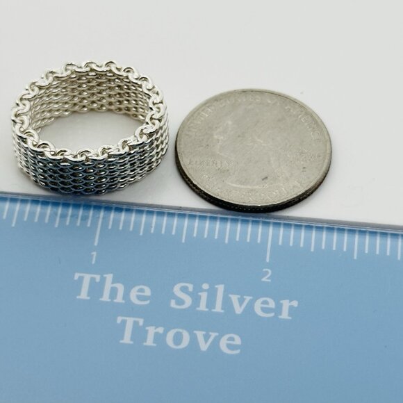 Size 5.5 Tiffany & Co Sterling Silver Somerset Mesh Weave Flexible Ring - Picture 6 of 6